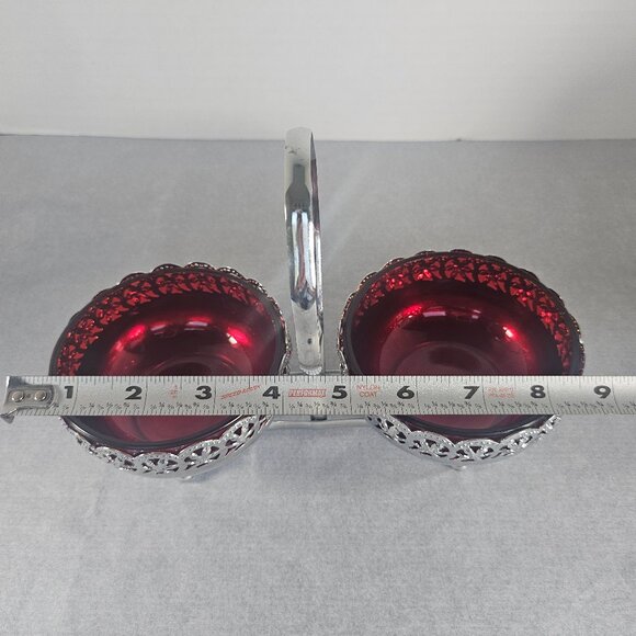 Rare Vintage Mayell EP Ruby Red Double Condiment Caddy On Steel Made in England - Picture 10 of 10